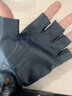 鑫诺翔真皮半指手套男士冬季加绒保暖防寒开车骑行健身露指机车羊皮手套 黑色(丝里薄款) L 实拍图