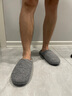 内泊乳胶棉拖鞋男冬季天女士羊毛毛防臭防滑静音保暖大码家居舒服软底 鲸灰 45-46 大1码宽松 实拍图