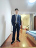 马尼亚袋鼠【次日达可选】夏季薄款西服套装男士修身商务正装外套职业西装整 (西服+裤+衬衫+马甲)蓝8件套 2XL 【115-125斤】 偏小 实拍图