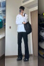 7家优品黑色美式高街弯刀直筒男士加绒牛仔裤男冬季微喇休闲裤男裤子男 DFFS-701黑色 XL【建议125斤-140斤】 实拍图