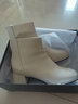 达芙妮官方真皮马丁靴女加绒2025新款秋冬法式气质短靴女百搭瘦瘦靴子女 米白色 37 实拍图
