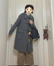 无印良品（MUJI）女式羊毛混牛角扣大衣长款连帽毛呢呢子外套秋冬季外衣女装 灰色 M (160/84A) 实拍图