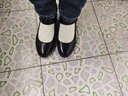 红蜻蜓女鞋 中老年浅口真皮皮鞋女中粗跟防滑妈妈鞋单鞋 黑色 35 实拍图