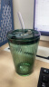 乐唯诗（NERVISHI）玻璃杯高颜值水杯透明玻璃牛奶杯带把ins风奶茶杯早餐杯茶杯 墨绿吸管杯- 450ml 1只 实拍图