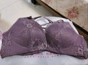 法国KJ 【厚薄可选】前扣聚拢无钢圈交叉美背文胸内衣女士防下垂胸罩套装 灰紫套装 36/80B 实拍图