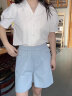 FitonTon法式衬衫女2023夏季白色设计感韩版职业面试通勤短袖衬衣 S 晒单实拍图