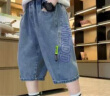 酷萌晨晨男童牛仔短裤夏季薄款新款外穿中大童3-15岁韩版中裤儿童七分裤 蓝色 170cm 晒单实拍图