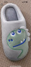 俞兆林 儿童棉拖鞋 男女童亲子秋冬季保暖毛绒拖鞋宝宝防滑软底家居室内成人棉鞋子 灰色小恐龙 210 实拍图