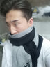 安之尚 围巾男冬季新款韩版百搭简约男士围巾学生围脖针织毛线长款年轻人 黑灰【胡一天同款】 实拍图