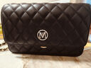 梦特娇（MONTAGUT）包包女包新款简约单肩斜挎包小方包小香风菱格链条包女母亲节礼物 黑色大号R7512024051 实拍图