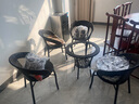 丘林瑟阳台小茶几圆形简易小户型小圆桌钢化玻璃小圆桌子藤编休闲椅套装 四椅一桌【咖啡色】 送坐垫 默认 实拍图