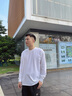 顶峰保罗（Dingfengbaoluo）纯棉美式男长袖圆领T恤休闲纯色宽松秋季打底衫SK260白色XL 实拍图