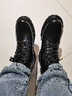 真牛皮】GENAI真皮靴子男士秋冬季加绒保暖马丁靴中帮中筒短靴新款韩版潮流机车工装防滑雪地靴亮皮男靴 真皮加绒款 39码(245mm) 实拍图