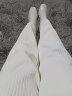T-8T加厚雪尼尔阔腿裤子女高腰垂感秋冬季新款灯芯绒春秋休闲运动裤 米白色-加绒-L（85-125斤） 实拍图