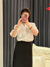 何佳功衬衫女短袖2025年春秋新款衬衣法式小众设计感气质V领上衣长袖 白色（短袖） L 实拍图