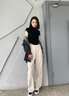 莫代尔香蕉运动裤女春秋款2025新款宽松休闲窄版阔腿裤美式爵士跳舞卫裤 杏色【常规款】 L码【建议110-125斤】 实拍图