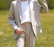 罗蒙男童英伦风礼服春秋款儿童休闲西装 米色 150 实拍图
