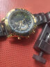 新款全自动石英机芯手表男士防水夜光日历运动大表盘2023款机械风 黑钢带金壳黑面【本色】 实拍图