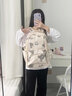 觅卡书包初中女日系高中生大容量背包韩版ins复古简约大学生双肩包男 黑白印花（加胖云朵） 大号 实拍图