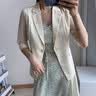 伊娅莎中袖小西装外套女夏薄款时尚气质休闲短款小个子天丝防晒西服上衣 卡其色西装单件 XL 建议110-120斤 实拍图