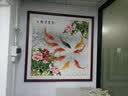 绘扬 牡丹九鱼图挂画中式客厅2026年新款餐厅装饰画进门玄关壁画方形 1-富贵有余 带框尺寸80*80cm 咖啡色框 实拍图