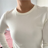 蕉内热皮保暖内衣女士打底衫圆领美体肌底衣棉感发热秋衣保暖衣 【圆领】奶白 M 实拍图