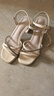 ZHR粗跟凉鞋女夏优雅水钻一字细带女鞋百搭方头鞋子女 JF15 米色 38 实拍图