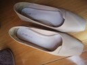 ZHR单鞋女粗跟浅口方头女鞋拼接百搭乐福鞋女通勤风增高显瘦柔软舒适 Y393 杏色 38 实拍图