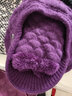 浩冠 帽子女冬季韩版兔毛毛线帽加厚套头帽秋冬天中老年人保暖妈妈帽 紫色帽子围巾两件套 56-58 实拍图