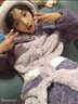 多妙屋儿童睡衣秋冬女童珊瑚绒套装法兰绒亲子家居服 99090紫色 130cm  实拍图