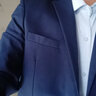 罗蒙 西服男士休闲西装男套装外套修身伴郎新郎结婚商务职业正装衣服 藏青双扣（上衣） 2XL /180【130-145斤】 实拍图
