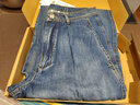 善己重工洗水前后撞色直筒高腰阔腿牛仔长裤盖脚面显瘦女拖地裤百搭 牛仔蓝单裤 M 【现货发售】 实拍图