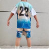 普竹川元男童篮球服套装夏季新款儿童速干篮球衣服中大童时尚运动短袖短裤 儿童运动篮球服2件套【蓝色】 120cm 【建议高110cm】 实拍图