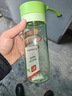 富光户外男女运动水杯塑料水杯便携学生杯子耐摔泡茶隔提绳绿色500ml 实拍图