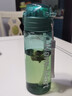 潮流个性塑料吸管杯学生运动水壶健身杯吸水杯便携防漏杯随手杯 标配600ml木叶绿+提绳【手感厚实】 实拍图