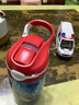 btif儿童水杯宝宝运动吸管杯学生上学水壶便携实用大容量喝水杯子男女 带锁扣-红色汽车-【斜跨杯套】460ml 实拍图