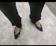 达芙妮单鞋女职业工作女鞋子时尚优雅尖头粗跟方跟舒适百搭单鞋女4622101003 黑色 38  实拍图