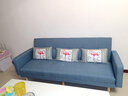 卓芝 布艺沙发床客厅卧室组合家具北欧现代小户型出租房公寓折叠沙发 2号深蓝色(棉麻布) 4人位(2米长*宽1.1米)配3抱枕 实拍图