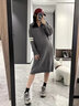 费雪（Fisher-Price）孕妇装2025新款秋冬季连衣裙子针织毛衣卫衣外套大码上衣套装冬装 灰色连衣裙+打底袜 均码 实拍图