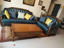 格澜帝尔（growdear）沙发美式古典真皮沙发牛皮沙发组合实木真皮沙发欧式新古典奢华 蓝色皮布双人位（可换皮布颜色） 实拍图