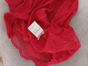 金三塔商场同款女士内裤100%桑蚕丝花边中腰三角裤真丝内裤女 大红 1条 L 实拍图