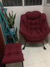 紫叶 懒人沙发椅宿舍椅子家用卧室小沙发椅现代简约单人休闲阳台 B1款酒红色+脚踏（棉麻布） 实拍图