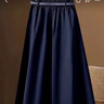 皮尔卡丹（pierre cardin）半身裙2025新款夏女百搭色高腰松紧A字裙休闲时尚中长款大摆裙a 藏青色 XL 建议115-130斤 实拍图