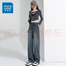 真维斯（Jeanswest）复古蓝阔腿牛仔裤女款秋冬新款高腰垂感直筒宽松小个子拖地裤子女 复古色长裤 XL 实拍图