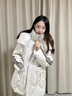 鸭鸭（YAYA）羽绒服女中长款2025冬季新款个性百搭条纹加厚连帽休闲保暖外套HY 米灰色 S (155) 实拍图