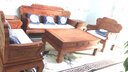 一善一品 红木家具 非洲花梨（学名：刺猬紫檀）  实木中式家具 沙发中式仿古客厅实木沙发组合 123六件套单+双+三+大茶几+2边几 素面纯实木沙发 实拍图