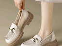 ZHR乐福鞋女软底百搭网面透气单鞋女英伦风粗跟女鞋 FTEP06E 米色 39 实拍图