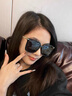 CAIILKUN网红墨镜女潮高级感ins大框方圆脸显瘦偏光防晒太阳眼镜 黑框黑片（轻奢CK风）高档礼盒装 实拍图