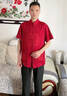 俞兆林（YUZHAOLIN）唐装男中国风爷爷奶奶情侣夏季父母短袖套装爸爸过寿星生日中老年 龙凤刺绣 红色【上衣】 L /40 男【建议120-140斤】 实拍图