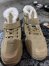 谷欧巴儿童雪地靴年冬季中大童皮面防水小男孩短靴加绒加厚男童棉鞋 卡其 32码内长约20.4cm 实拍图